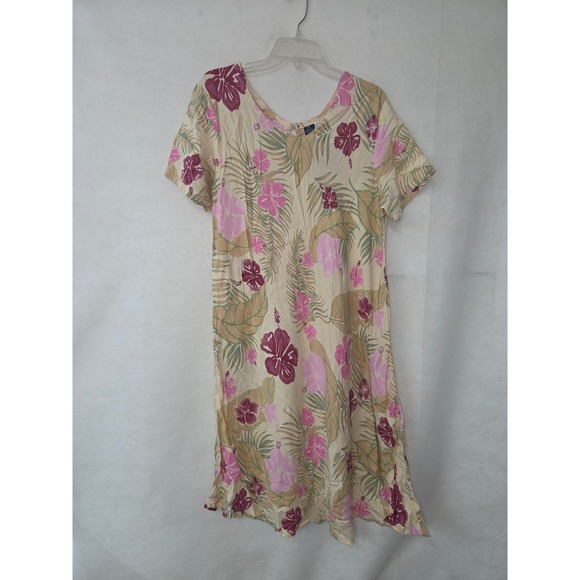 Hibiscus Collection Hawaii Dresses & Skirts - Hibiscus Collection Hawaii Shift Dress Womens XXL Yellow Pink Tropical Rayon